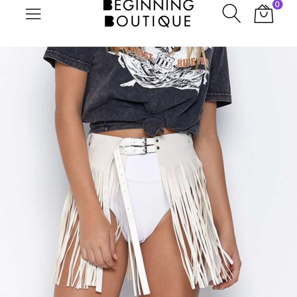 White Tassel Belt Skirt